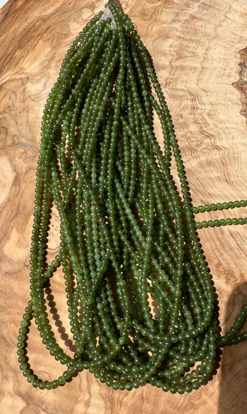 3.5mm Unstrung Nephrite Jade Beads, 16"