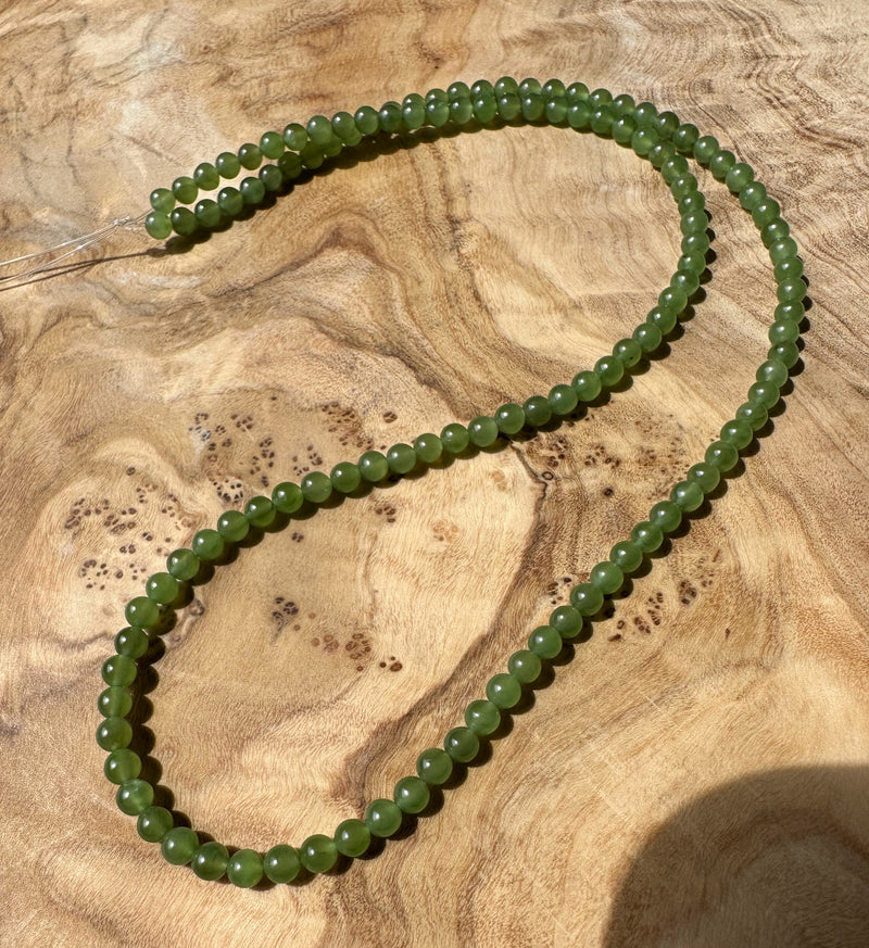 3.5mm Unstrung Nephrite Jade Beads, 16"