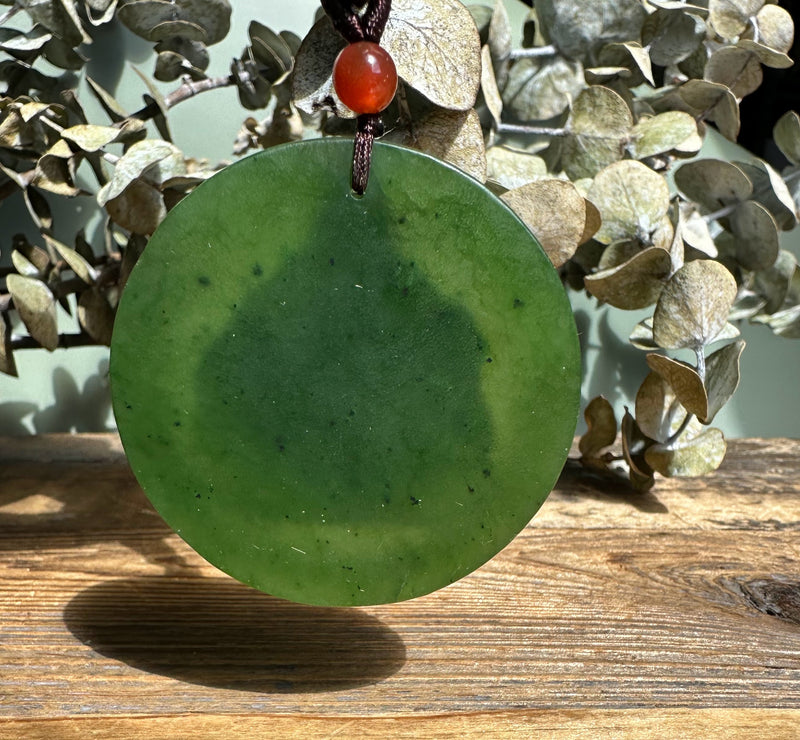 Round Canadian Jade Buddha Pendant - 49mm