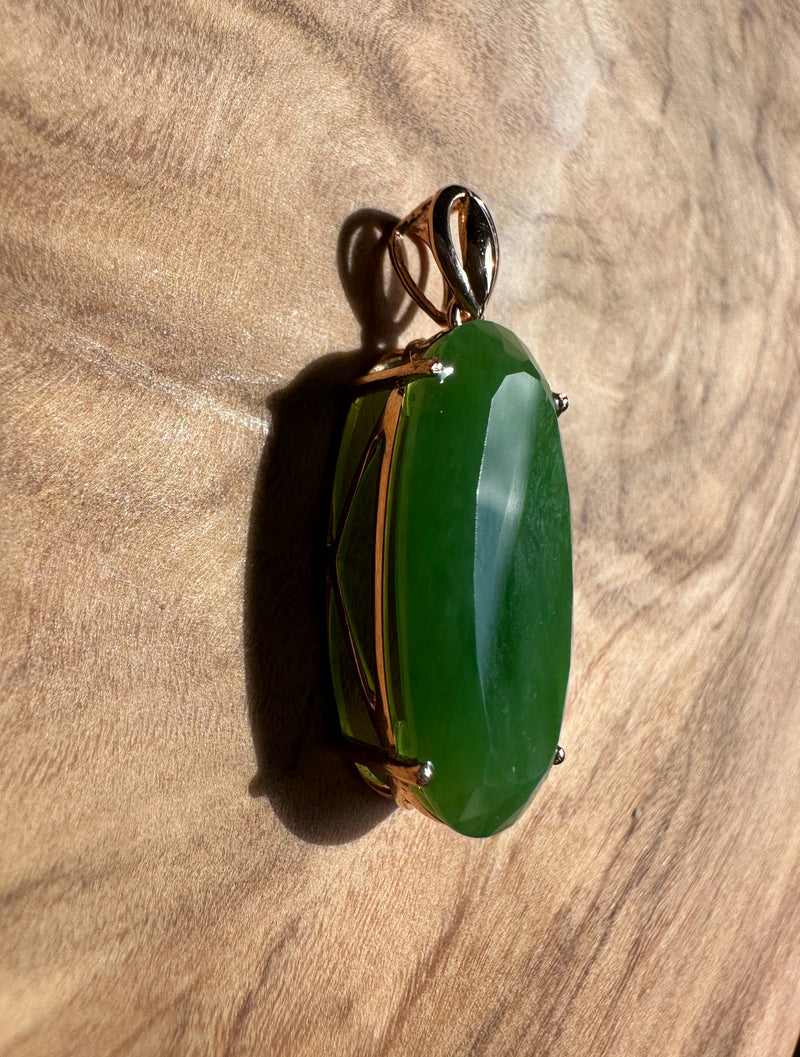 Faceted Siberian Jade Pendant, 18k