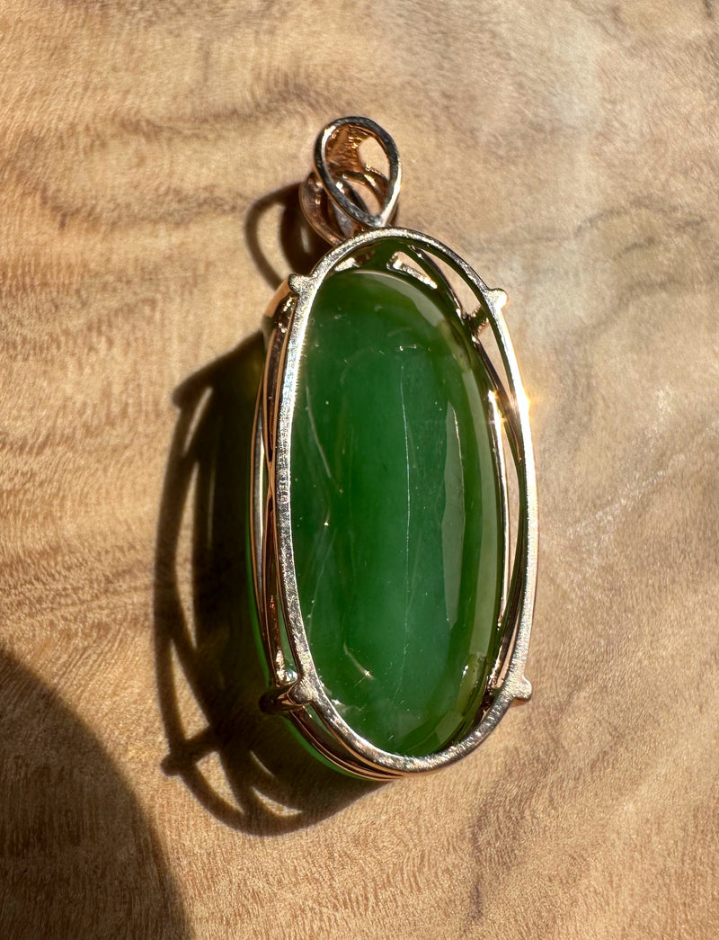 Faceted Siberian Jade Pendant, 18k