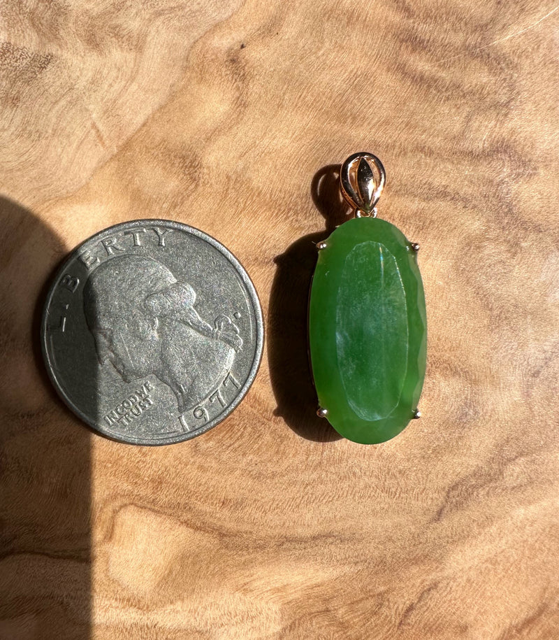 Faceted Siberian Jade Pendant, 18k