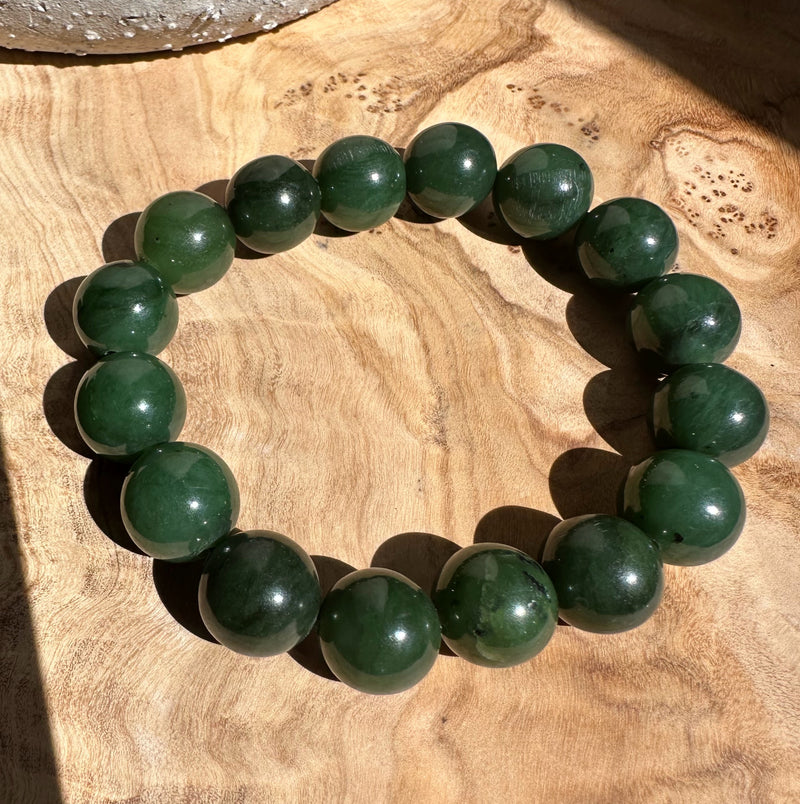 12mm Canadian Nephrite Jade Bead Bracelet*