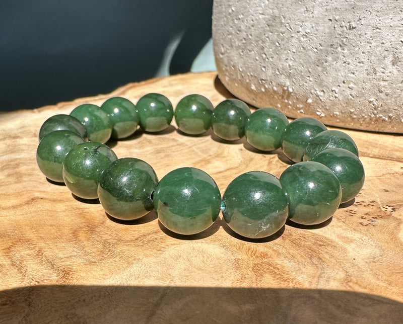 12mm Canadian Nephrite Jade Bead Bracelet*