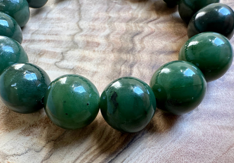 12mm Canadian Nephrite Jade Bead Bracelet*