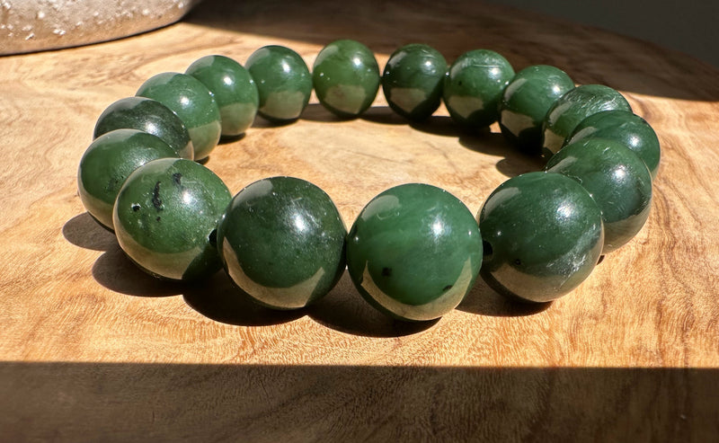 12mm Canadian Nephrite Jade Bead Bracelet*
