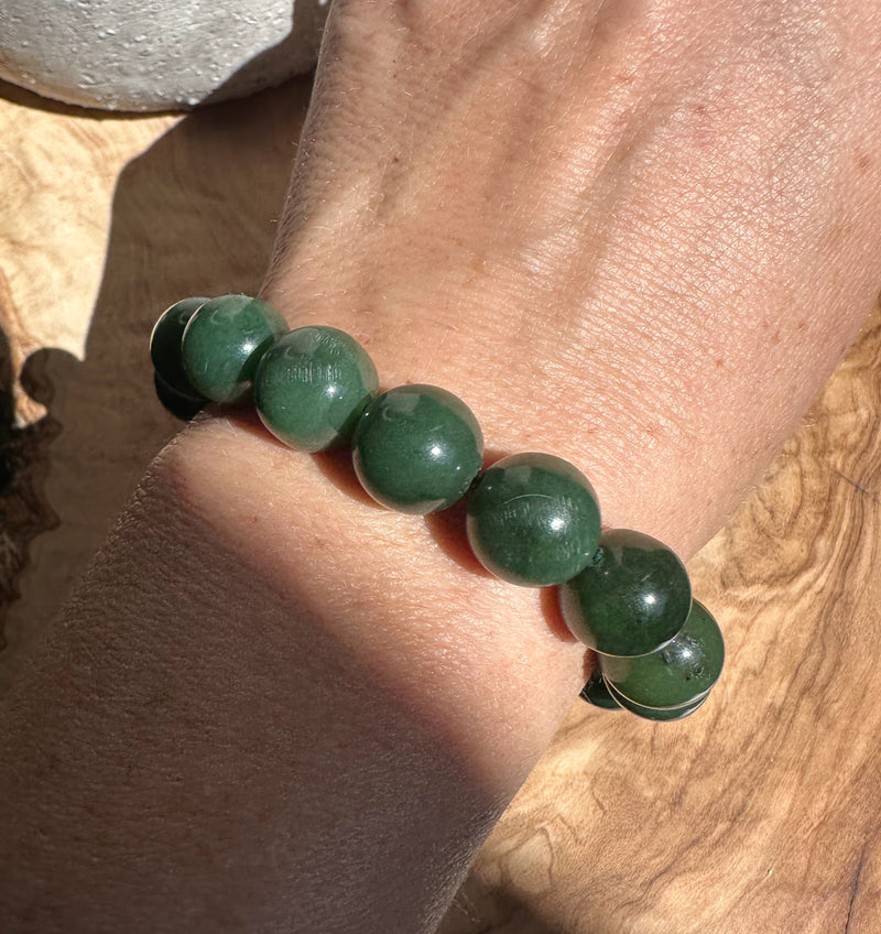 12mm Canadian Nephrite Jade Bead Bracelet*