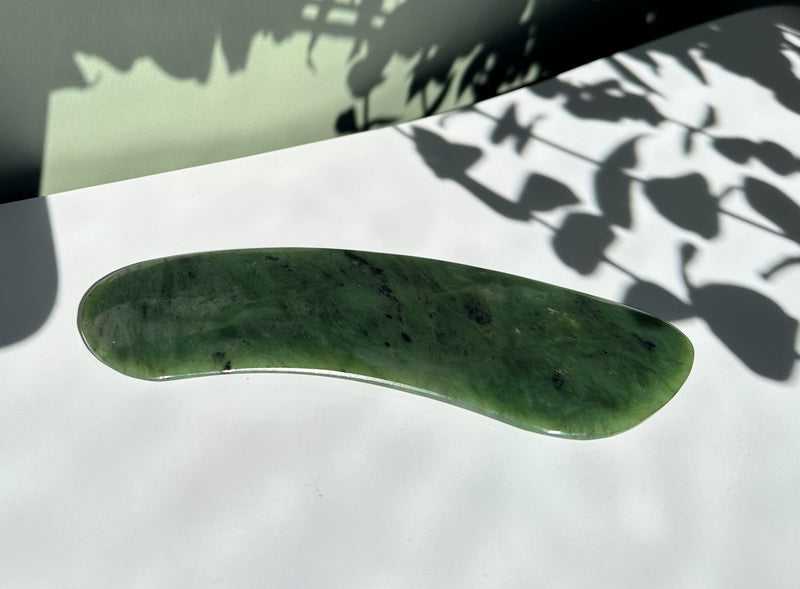 Large Nephrite Jade Gua Sha Tool, 5.25"