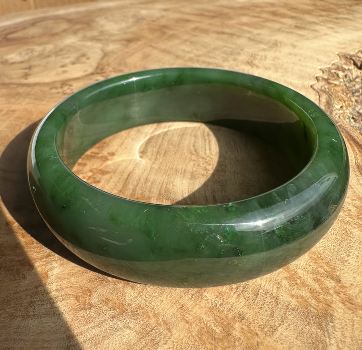 Canadian Jade Bangle 56 x 17mm with a rich green polished surface