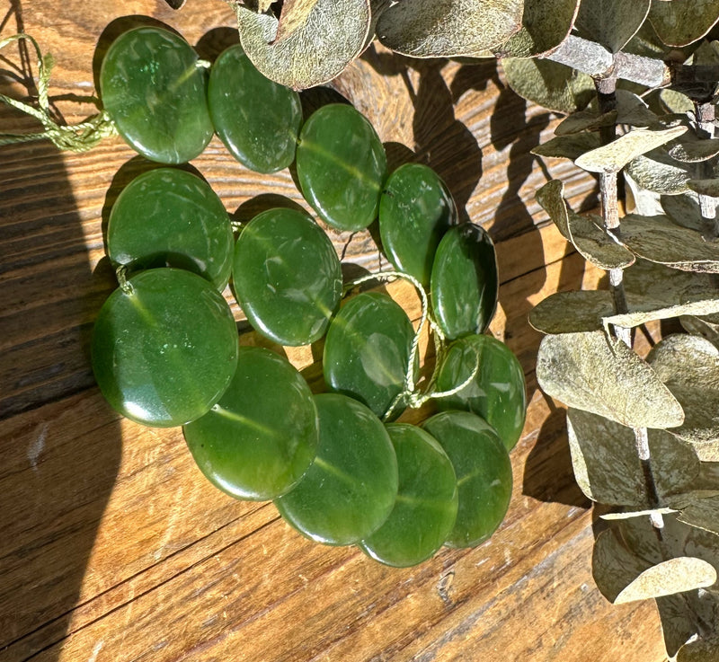 A+ Grade Canadian Jade Lentil Beads 22mm -10"