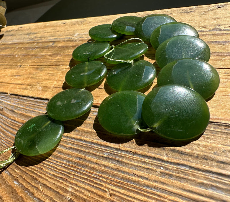 A+ Grade Canadian Jade Lentil Beads 22mm -10"