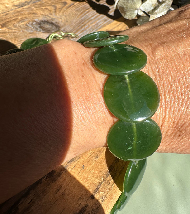 A+ Grade Canadian Jade Lentil Beads 22mm -10"