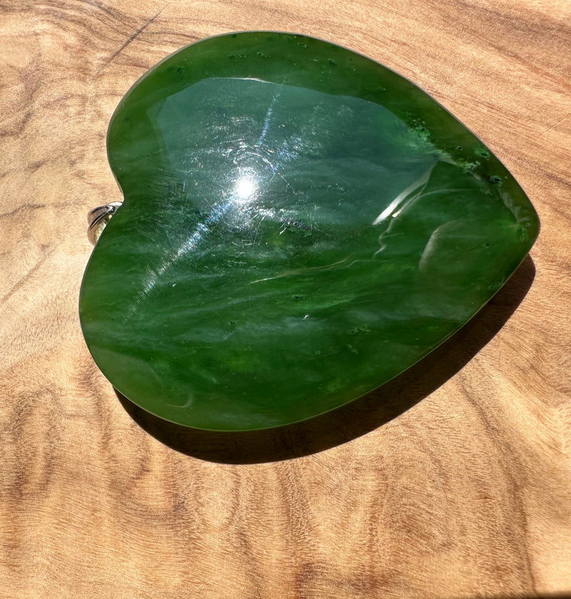 A+ Polar Jade Large 2" Heart Pendant*