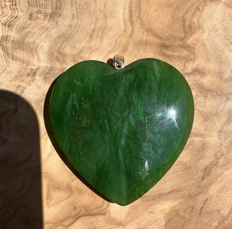 A+ Polar Jade Large 2" Heart Pendant*
