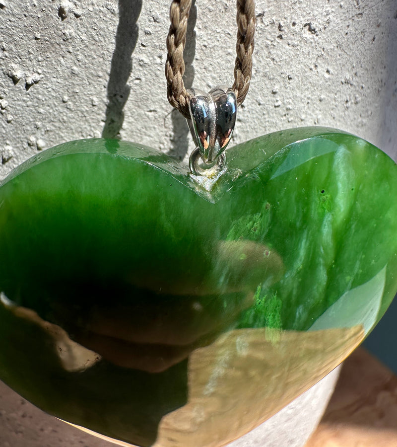 A+ Polar Jade Large 2" Heart Pendant*