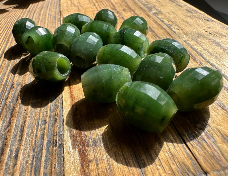 Faceted Canadian Jade Bead - 9x7mm Sold Individually