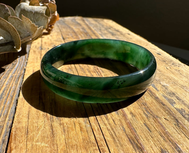 Dark Greenish Blue Canadian Jade Baby Bangle - 43mm*