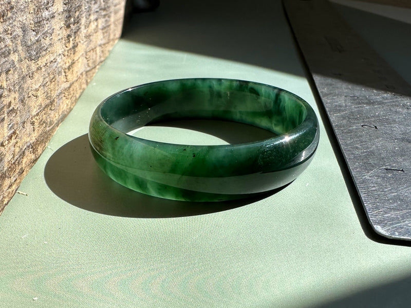 Dark Greenish Blue Canadian Jade Baby Bangle - 43mm*