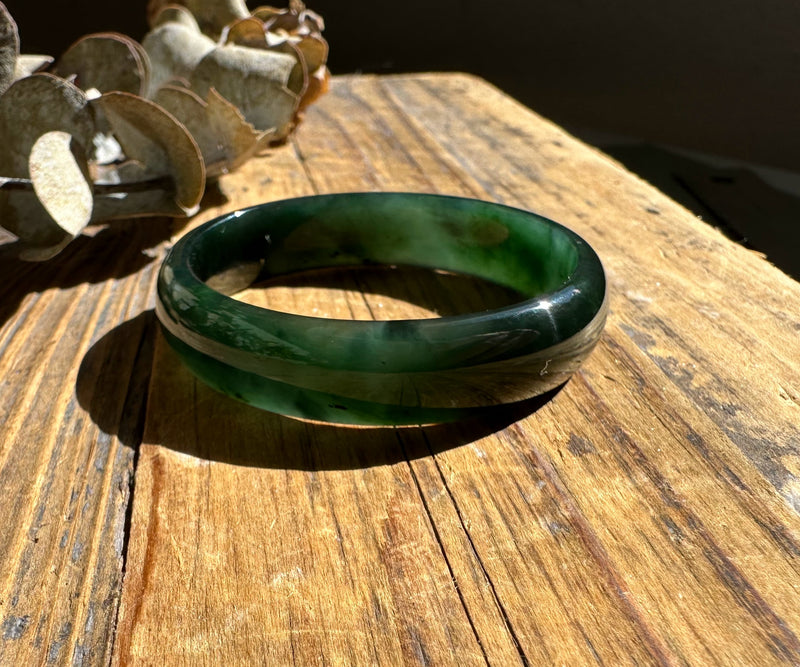 Dark Greenish Blue Canadian Jade Baby Bangle - 43mm*