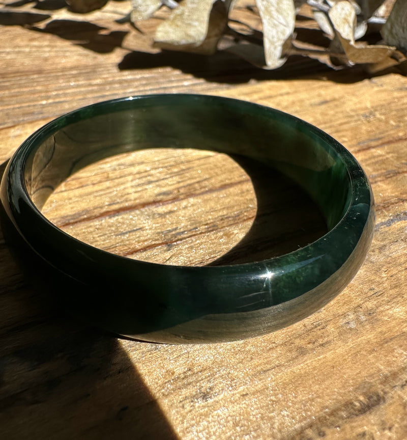 Dark Greenish Blue Canadian Jade Baby Bangle - 43mm*