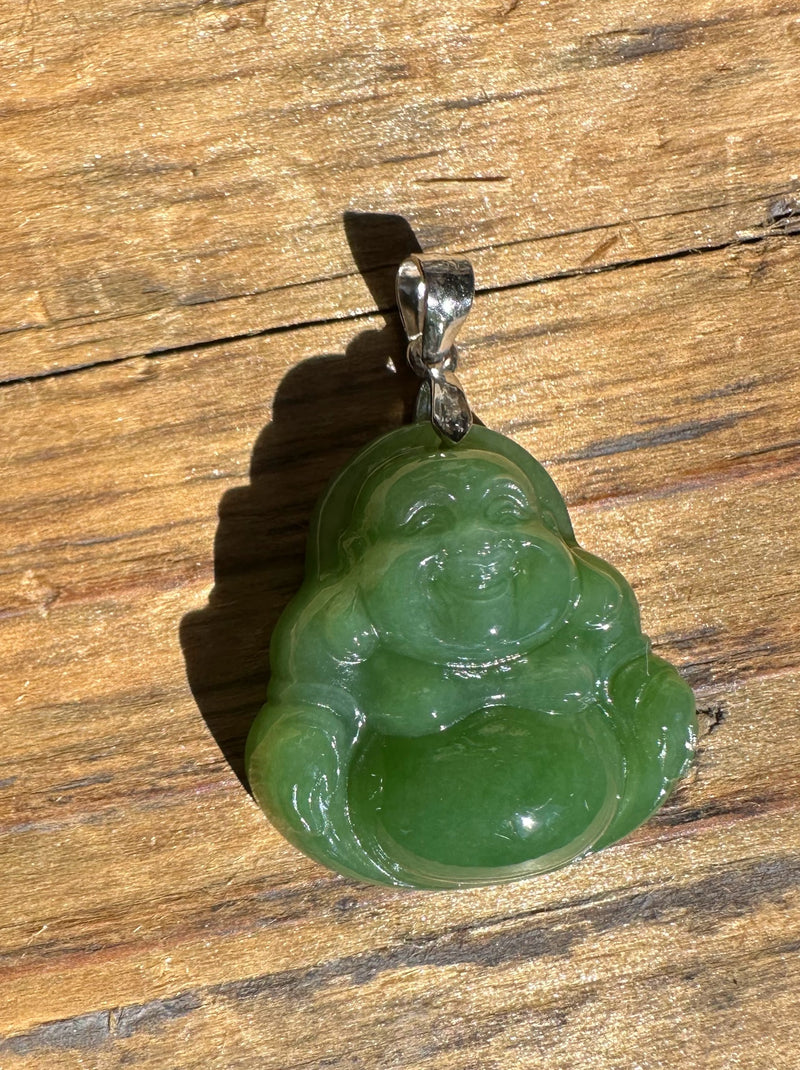 Small Happy Jade Buddha Pendant - 20mm