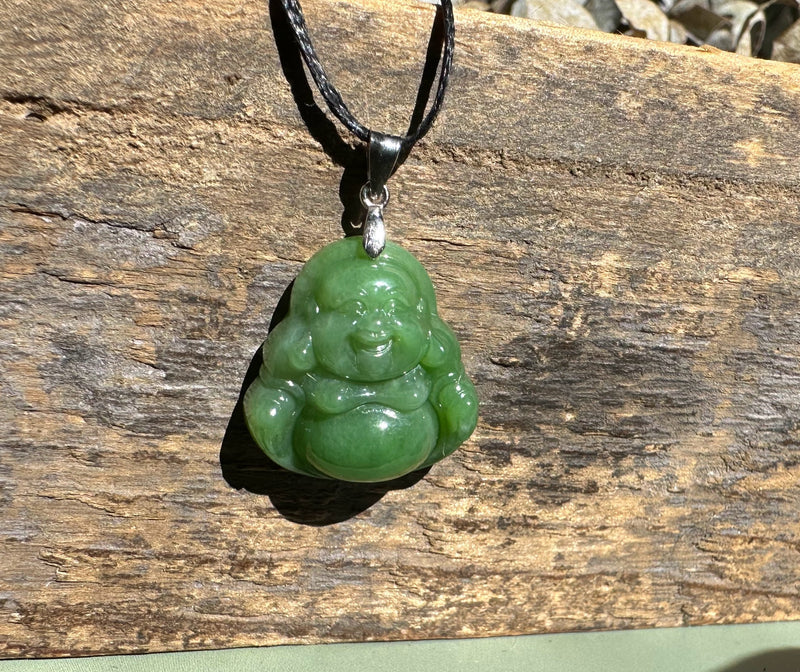 Small Happy Jade Buddha Pendant - 20mm