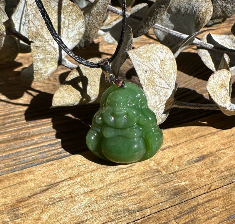 Small Happy Jade Buddha Pendant - 20mm