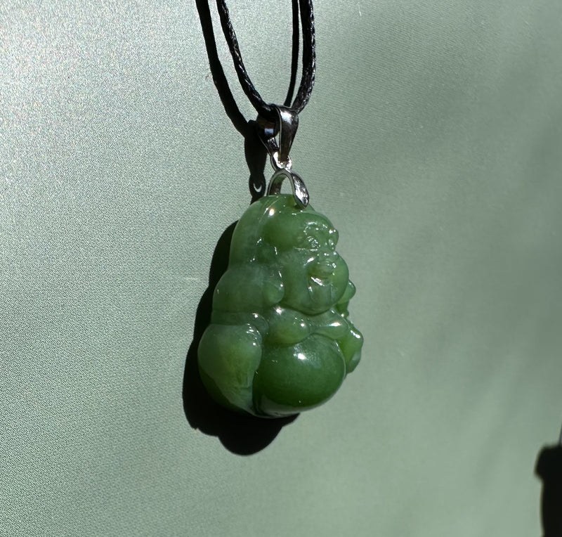 Small Happy Jade Buddha Pendant - 20mm