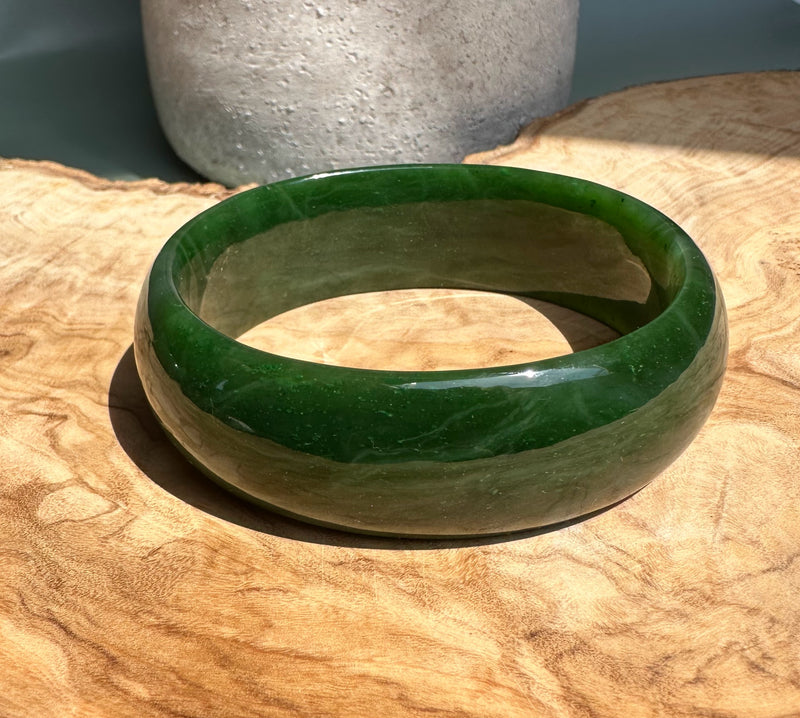 Jade Oval Bangle 68.5mm - Canadian Nephrite Jade*