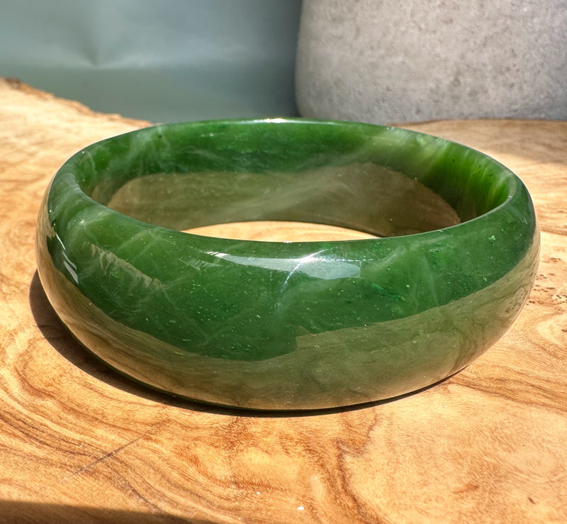 Jade Oval Bangle 68.5mm - Canadian Nephrite Jade*
