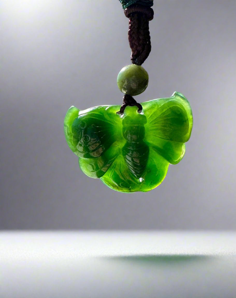 A Grade Ogden Jade Butterfly Pendant, 1.3"