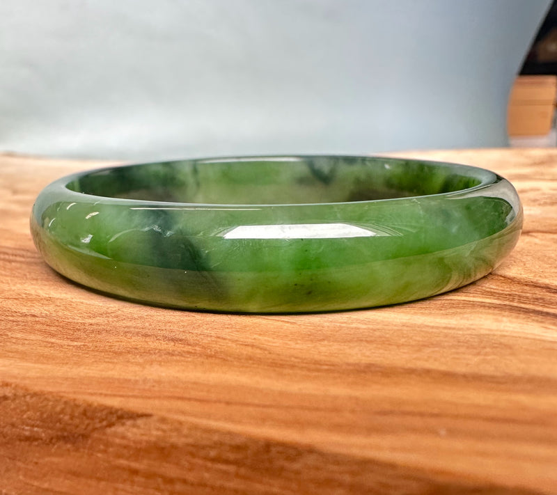 A Grade Canadian Nephrite Jade Bangle - 56 x 10.5mm - As Is
