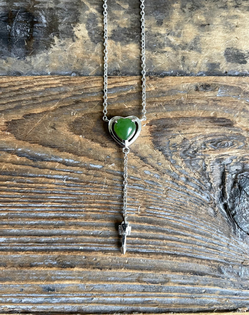 AA Jade Heart Pendant, Set in Sterling Silver