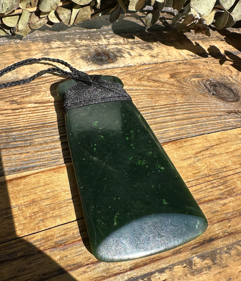 4" Dark Green Canadian Jade Toki Pendant *