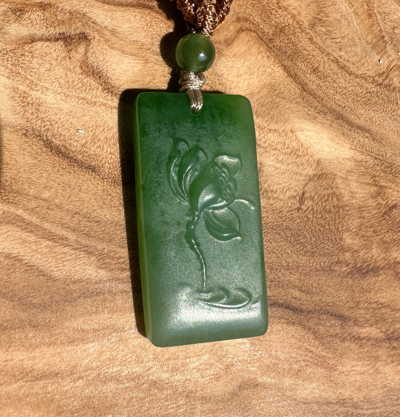 A Grade Siberian Jade Flower Pendant, 28mm*