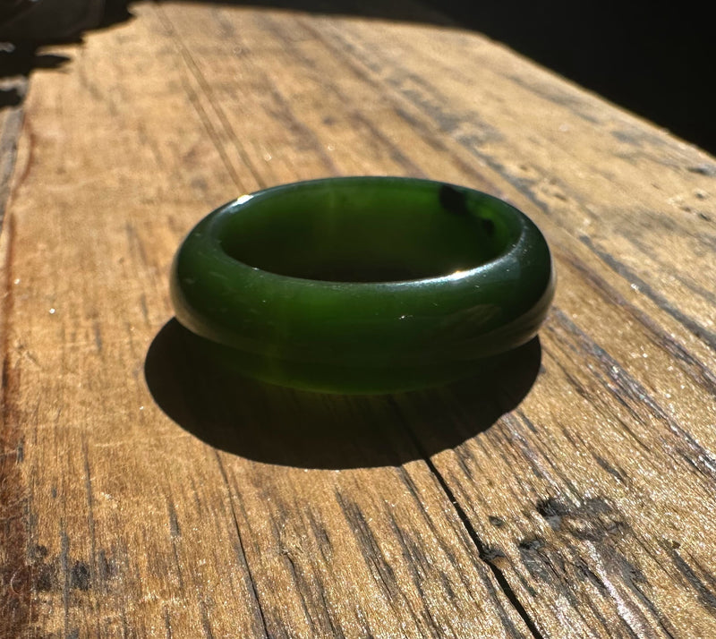 AA Canadian Nephrite 8mm Bang Ring, Size 13