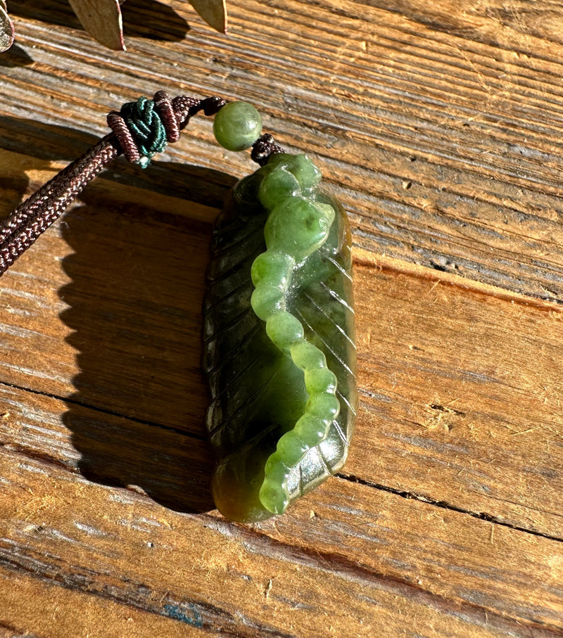 Jade Caterpillar on Leaf, 1.75"*