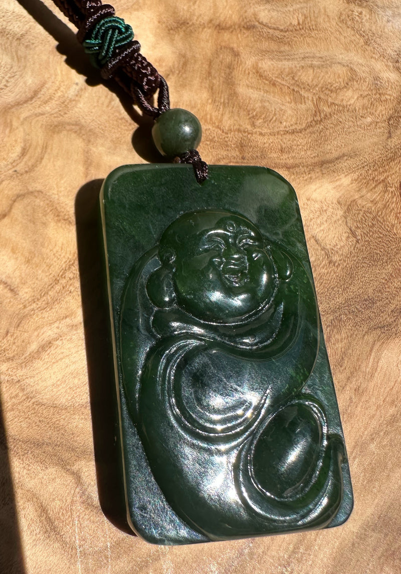 Dark Green Happy Buddah Pendant, 50mm*