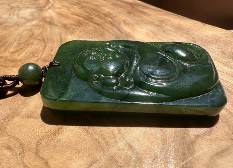 Dark Green Happy Buddah Pendant, 50mm*