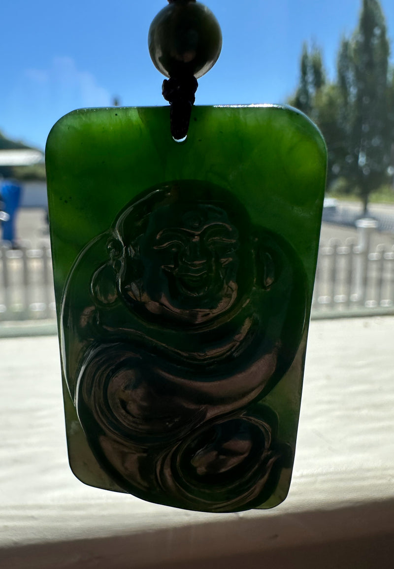 Dark Green Happy Buddah Pendant, 50mm*