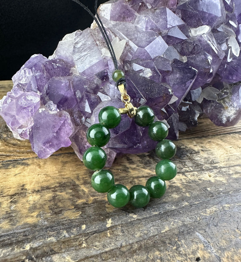 Vintage Jade Round Bead Pendant