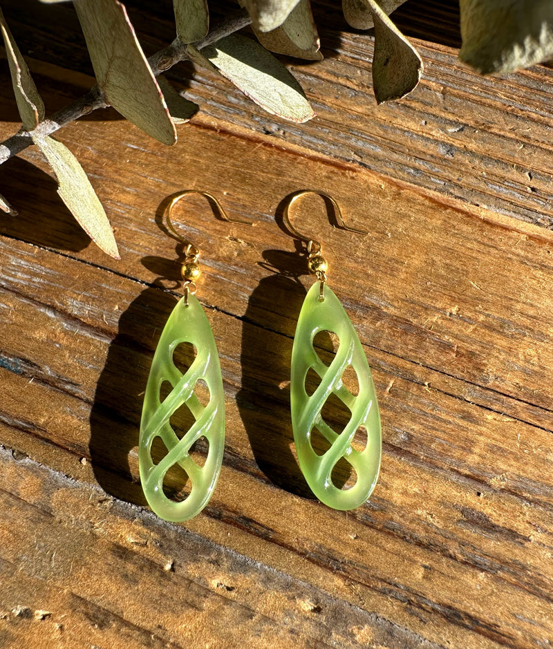 Jade Drop Earrings, Set on 18k hooks
