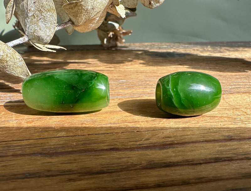 Polar Jade Barrel Bead, 2 sizes Available - as is