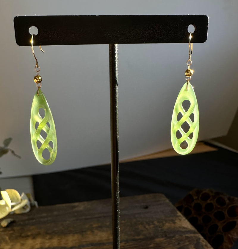 Jade Drop Earrings, Set on 18k hooks