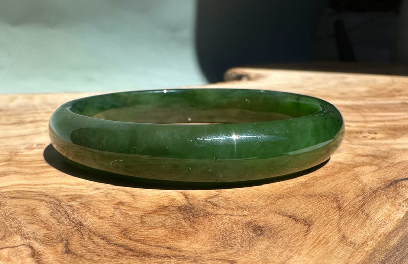 Canadian Nephrite Jade Bangle - 57 x 11mm - As Is