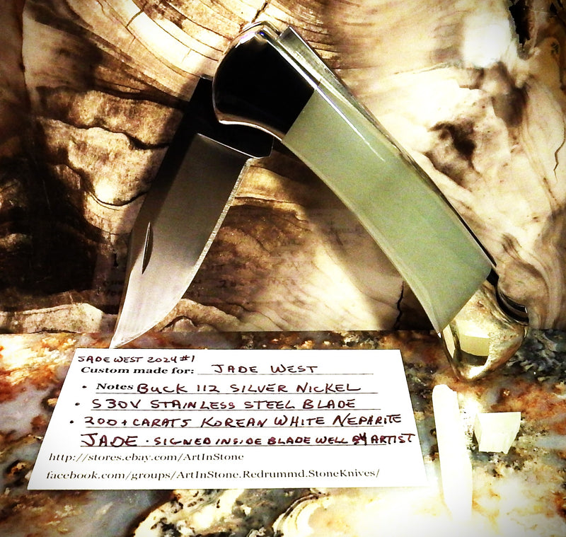 Buck Knife by Michael Hoover, Korean White Jade 