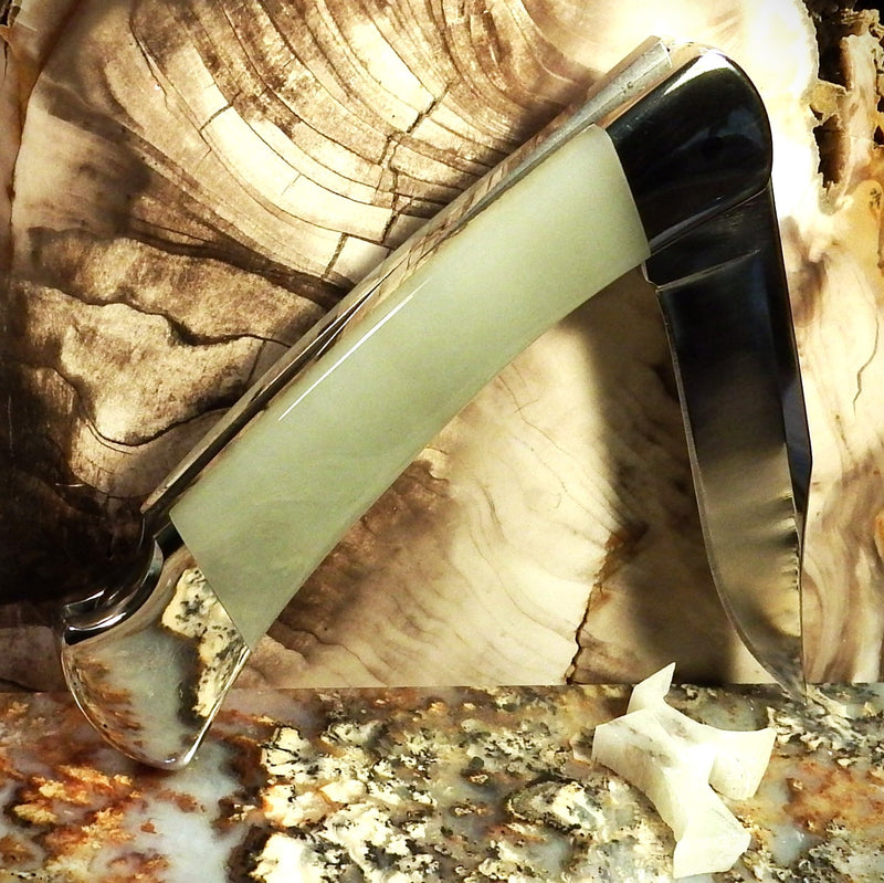 Buck Knife by Michael Hoover, Korean White Jade 
