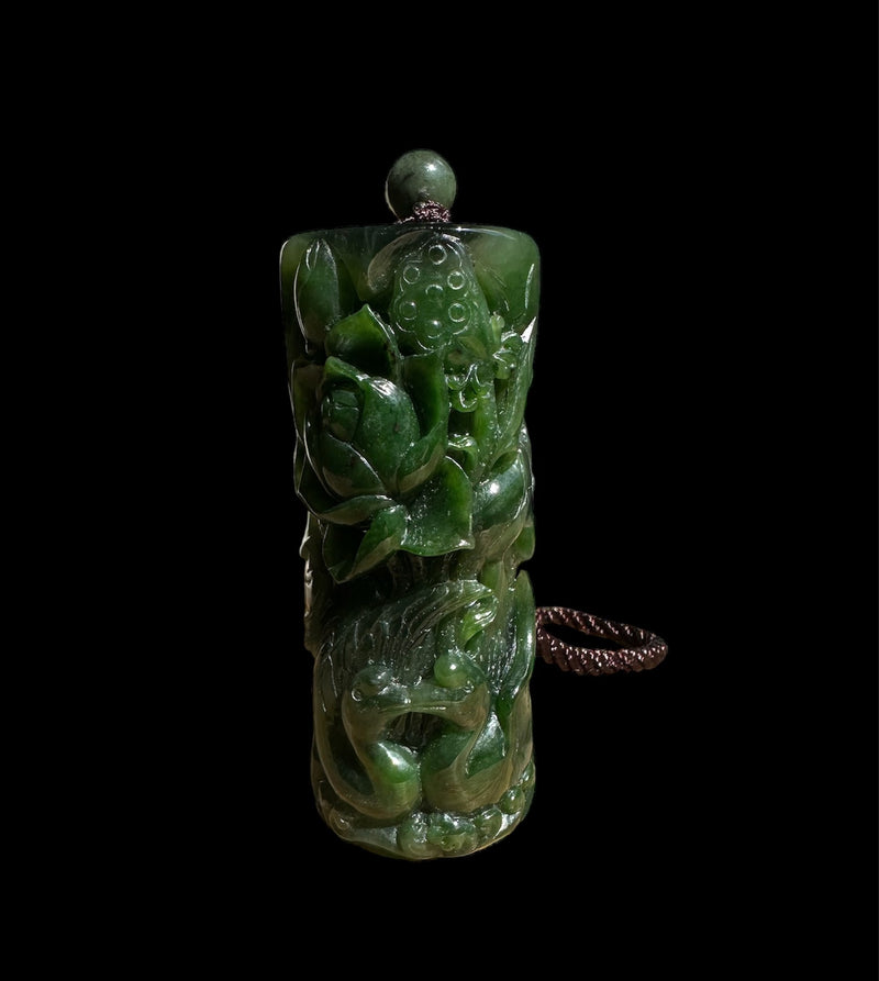 Jade Lovebirds and Lotus Blossum Flowers - 3.3"