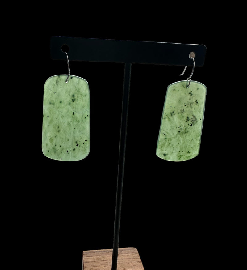 Thin Nephrite Jade Earrings