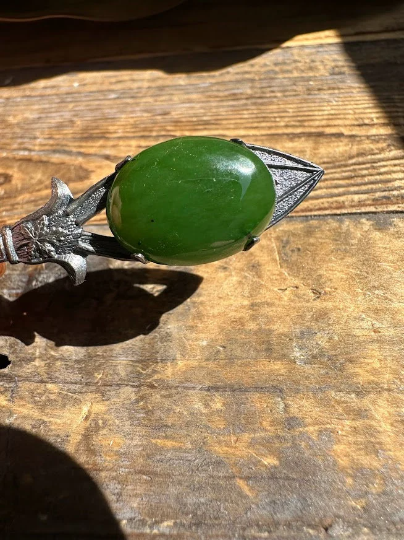 Vintage Canadian Jade and Silverplated Spoon - A+ Jade*